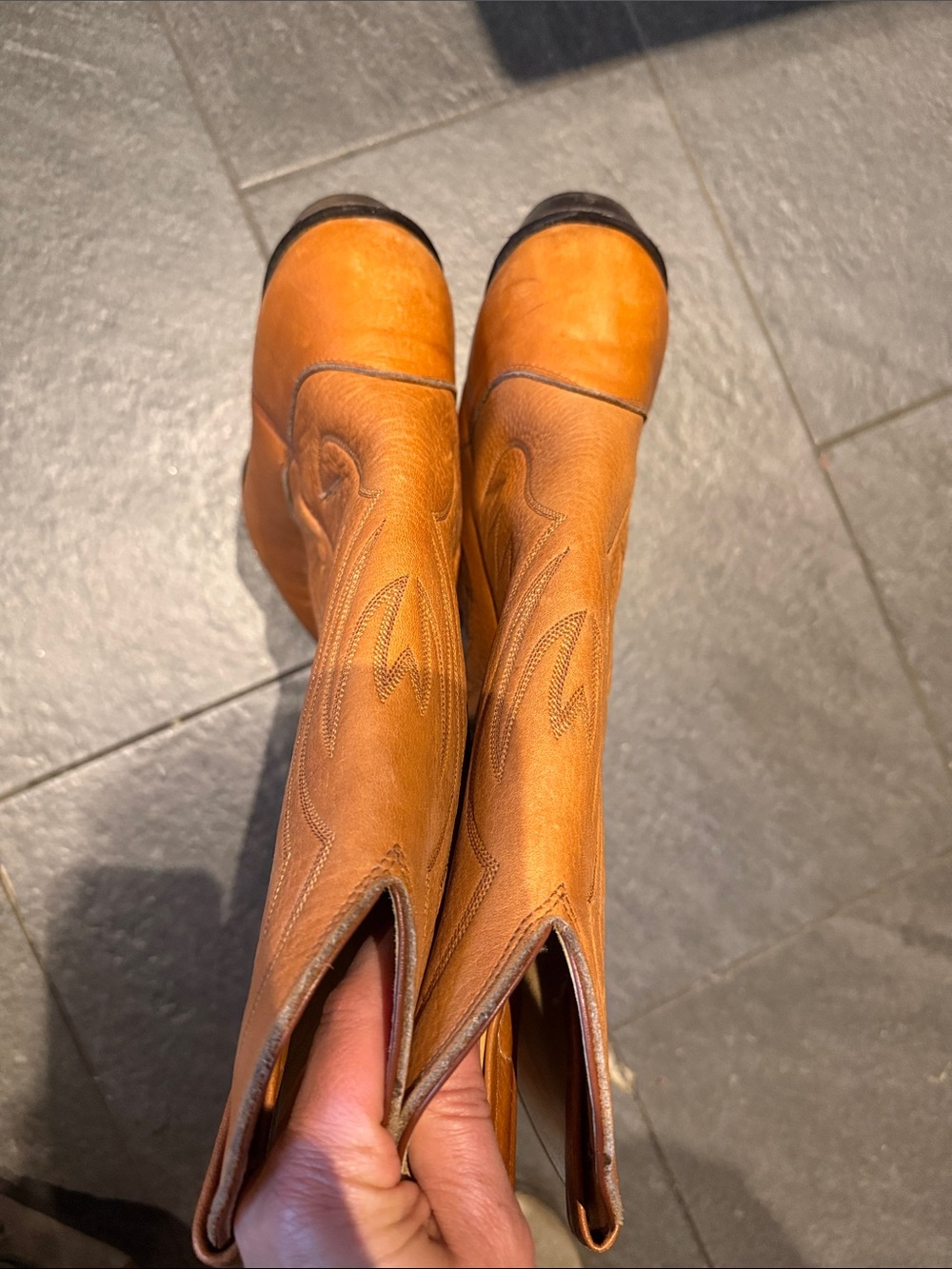 Vintage Nocona Cognac Western Leather Cowboy Boots - Picture 9 of 12